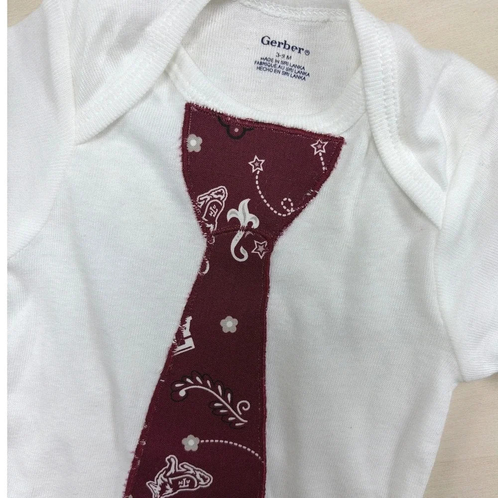 Gerber Baby Boys Texas AM Aggies Faux Tie Bodysuit White Maroon 3-6M Long Sleeve
